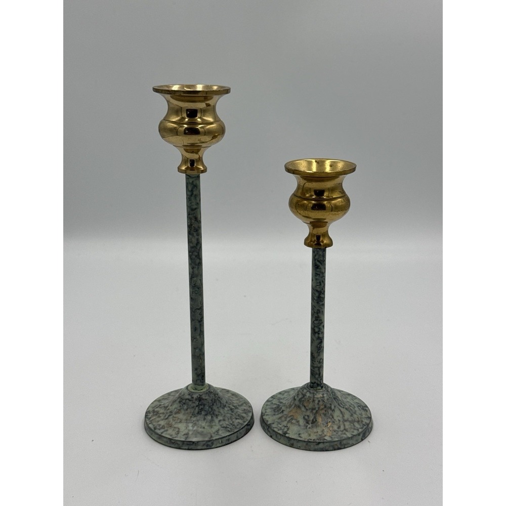 Vintage Brass Candlesticks Century Distinctive Teal Finish Gifts Made In‎ India